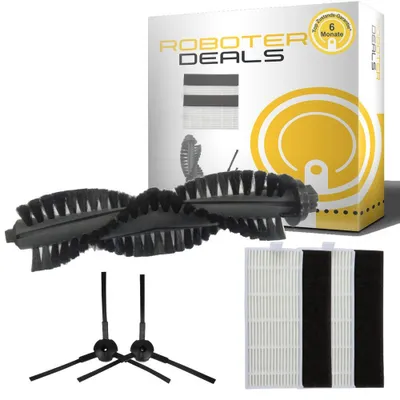Immagine prodotto di Kit accessori (grigio) per aspirapolvere robot Ecovacs Deebot DM82 (2 filtri, 2 spazzole laterali, 1 spazzola principale)