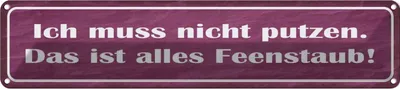 Produktbild von vianmo Blechschild 10x46 cm nicht putzen ist alles Feenstaub Spruch Zitat