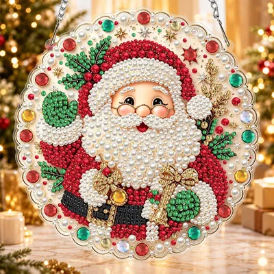 Perlen-Diamond-Art Hängekit, Weihnachtsmann, 30x30 cm