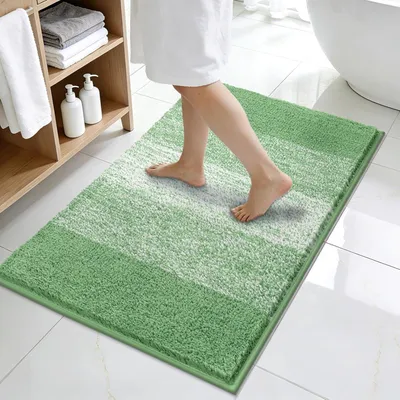 Image de Tapis de bain, vert, antidérapant, en microfibre, pour salle de bain
