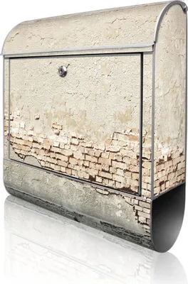 Produktbild von banjado Design Briefkasten Stahl silber mit Zeitungsfach pulverbeschichtet "Baulücke" 38x46x12,5cm & 2 Schlüssel - Postkasten A4 Einwurf inkl. Montagematerial [BK 11410]