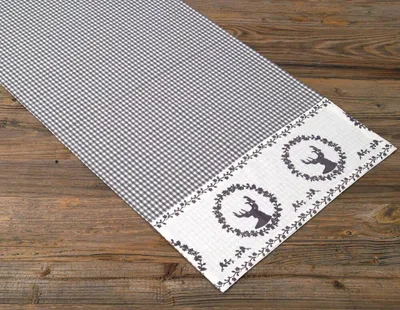 Produktbild von Tischläufer RESI Hirsche kariert grau, 100 % Baumwolle, in 48x100 cm