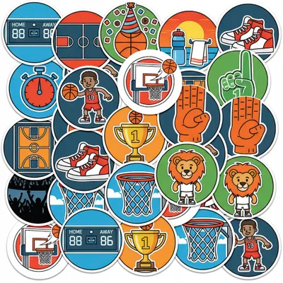 Produktbild von Sticker Aufkleber Heft 23 St. RUND - Basketball Sport Fußball Korb WSAD Spiel