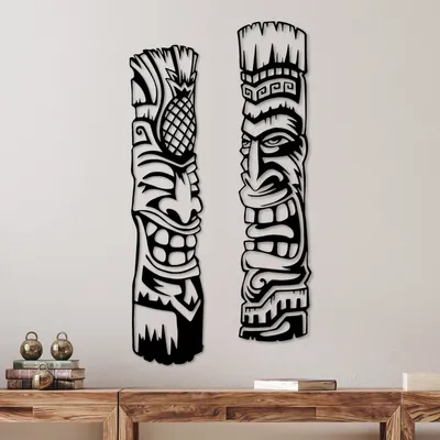 Obrázok produktu pre Wallity, Tiki, dekoratívny kovový doplnok na stenu, čierny, 100 % KOV, 20 x 84 cm