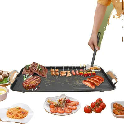 Produktbild von Elektrischer BBQ-Grill, 1500W Leistung, 26,77 x 11,02 Zoll, Temperaturbereich 0-250℃, Antihaftbeschichtung, Ölauffangauslauf