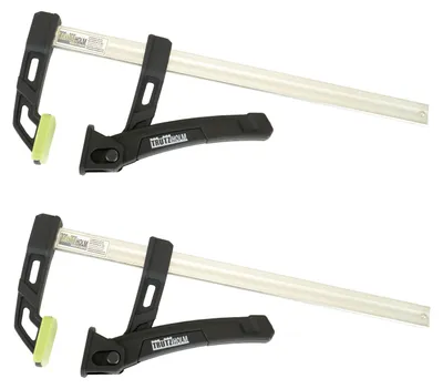 Produktbild von 2x Einhandzwinge 80kg Spannkraft 25cm Spannbereich Aluminium Schnellspannzwinge