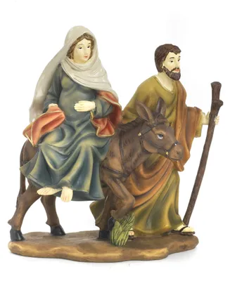 Krippenfigur Maria auf Esel mit Josef, 9,5 cm, Kunstharz