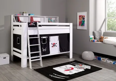 Produktbild von Relita Etagenbett Jan mit Bücherregal und Vorhang, 90 x 200 cm, Pirat
