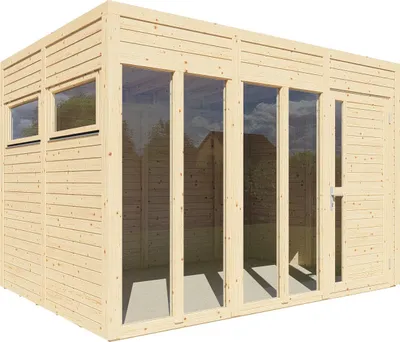 Produktbild von Bertilo Gartenhaus Cubus 3 Office - 19 mm naturbelassen