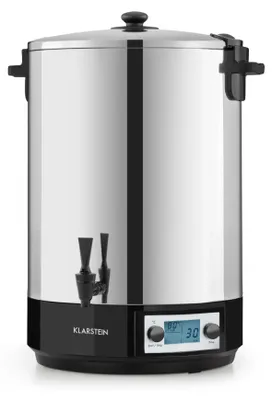 Produktbild von Klarstein KonfiStar 40 Digital Einkochautomat Einkochtopf Einkocher Heißgetränkespender, 40 Liter, 2500 Watt, 30-100 °C, Timer, Warmhalte-Funktion, Deckel mit Verschluss, Edelstahl poliert