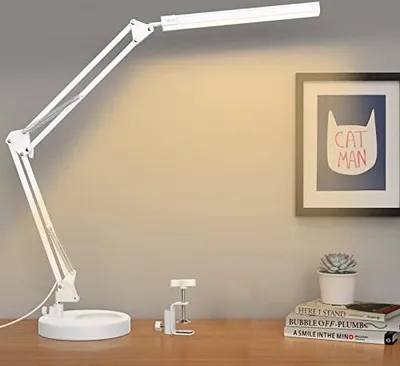 Produktbild von Skyleo -Schreibtischlampe dimmbar - Tischklammbasis Augenschutz LED 3 Lichtmodi x 10 Helligkeitsniveaus weiß