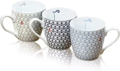 Productafbeelding van Koffiekopjes set "Ebbe & Flut" - Ankerblauw, grijs, rood en wit, 400 ml