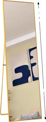 Zdjęcie produktu dla Lustro na całej długości, nietłukące, zajmujące mało miejsca, złote - 140 x 40 cm