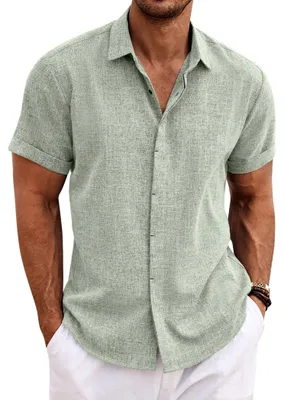 Immagine prodotto di Camicia di lino da uomo, maniche corte - Camicia estiva casual