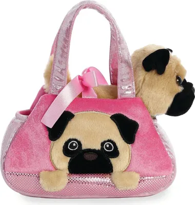 Obrázek produktu pro Plyšový mops v tašce, 20 cm, měkký a plyšový společník