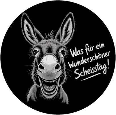 Produktbild von Lächelnder Esel Magnet rund - Wunderschöner Scheisstag