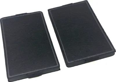 Two black charcoal filters are shown side-by-side on a white background.