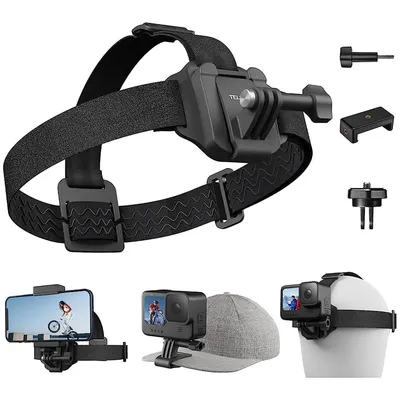 Produktbild von Multifunktions-Kopfband, Kopfgurt Kappenhalterung mit Telefonclip Vertikale Halterung Kit 2-in-1 Handy POV Halterung für Radfahren, Angeln, Klettern