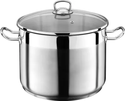 Produktbild von Bemus Kochtopf BenVita - 10 Liter, Edelstahl 18/10, Allzwecktopf / Jumbotopf mit Glasdeckel