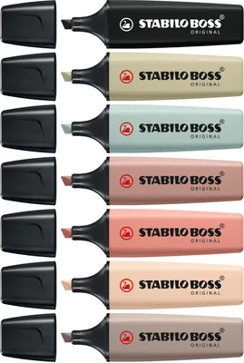 Obrázek produktu pro STABILO BOSS NatureColors zvýrazňovač 6 ks tupý hrot černý, bronzový, zelený, šedý, světle zelený