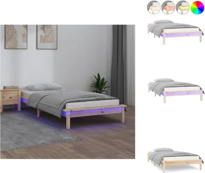 Produktbild von vidaXL Massivholzbett mit LEDs 100x200 cm - Betten & Bettgestelle