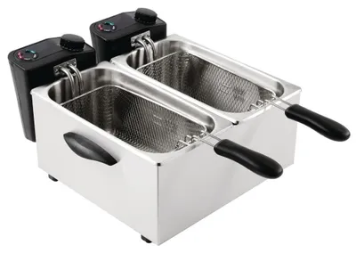 Friteuse, 2 x 3,5 L, Edelstahl, 240x415x429 mm