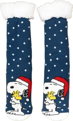 Produktbild von The Peanuts Snoopy Hüttensocken - Haussocken für Damen Kuschelsocken Flauschige Wintersocken warme Frauen Socken Blau/Weiß 39-42