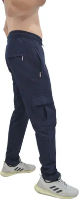 Produktbild von Jogginshose Sportshose Freizeithose Royyen 8053 Herren mit seitlichen Taschen mit Zipper Cargo Hose – NAVY BLAU / 2XL