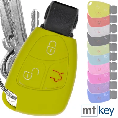 Produktbild von Auto Schlüssel Hülle Silikon Schutz Cover Apfelgrün kompatibel mit Mercedes Benz W204 W245 S203 A209 C-Klasse CLK SLK W211 W203 W169 Zünschlüssel 3 Tasten Smartkey