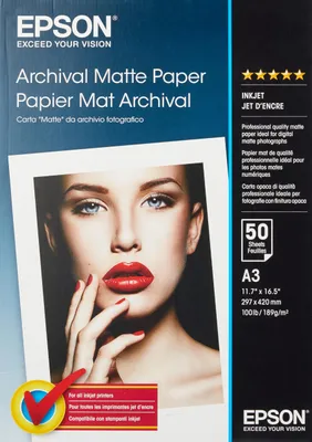 Immagine prodotto di Epson Archival, DIN A3, 189g/m² carta fotografica Bianco Opaco