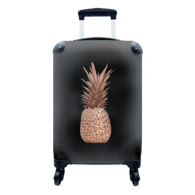 Obrázek produktu pro Kufr Příruční zavazadlo na kolečkách Malý cestovní kufr na 4 kolečkách Ananas - Růžové zlato - Černá - Velikost kabiny < 55x40x23 cm a 55x40x20 cm -