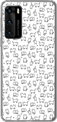 Produktbild von MuchoWow® Handyhülle Schutzhülle Hülle für Telefoonhoesje Huawei P40 Mädchen - Katze - Muster - Mädchen - Kinder - Kinder Silikon Softcase Handy Hülle - Handytasche