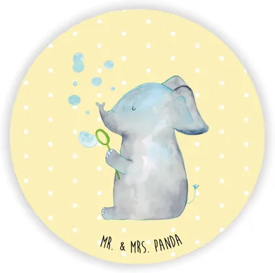 Produktbild von Mr. & Mrs. Panda magnet Elefant Seifenblasen - Gelb Pastell - Geschenk, haftmagnet, Liebe, pinnwand, Elefanten, Kühlschrankmagnet, zettelhalter, für kühlschrank