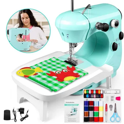 Produktbild von Elektrische Nähmaschine Tragbar Mini-Nähmaschine 2 Geschwindigkeit Mini Reisenähmaschine Nähen Maschine Doppelgewinde Foot Pedal Fusspedal