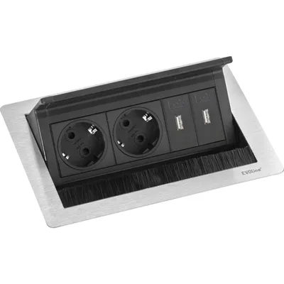 Immagine prodotto di EVOline Flip Top Push S 2xSuko + 2x caricatore USB acciaio inox