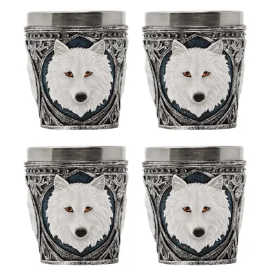 Image de Lot de 4 verres à shot « Loup blanc »
