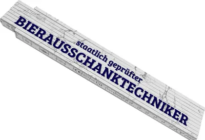 Produktbild von Bierausschanktechniker Meterstab aus Holz mit Marmorhintergrund