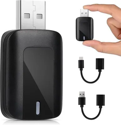 Image de Adaptateur pour voiture compatible CarPlay et Android Auto, sans fil, Wi-Fi 5 GHz, Bluetooth 5.0, Plug & Play, pour les véhicules à partir de 2015