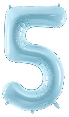 Produktbild von Folienballon Zahl „5“, 86cm, hellblau