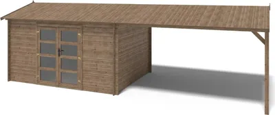 Immagine prodotto di Casetta da giardino in legno – 4x3 m con estensione 4x2.76 m - 23.06 m²