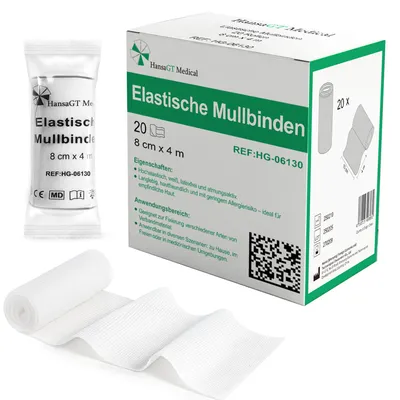 Produktbild von 8cm x 4m Fixierbinde, Elastische Mullbinden, Hochelastische Verband, 20 Stück