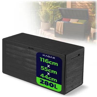 Obrázek produktu pro Zahradní box KADAX "Grewena", plastový úložný box, zahradní truhla, zahradní box, antracit, 280L, 116 cm