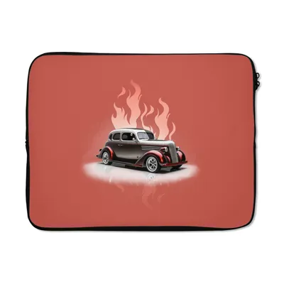 Produktbild von MuchoWow® Laptop Hülle 15 Zoll Auto - Rosa - Vintage - Flammen Laptoptasche - Laptoptasche - Sleeve - Rundum-Schutz