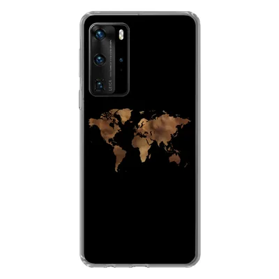 Produktbild von MuchoWow® Handyhülle Schutzhülle Hülle für Huawei P40 Pro Weltkarte - Stoff - Karte Silikon Softcase Handy Hülle - Schutz