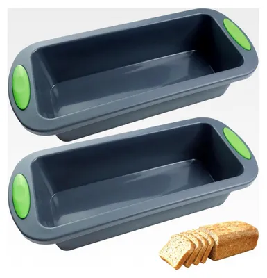 Produktbild von 2 Stück Silikonbackform für Bananenbrot, rechteckige Antihaft-Kastenform, wiederverwendbare Brotbackform (28 x 12 x 6,3 cm)