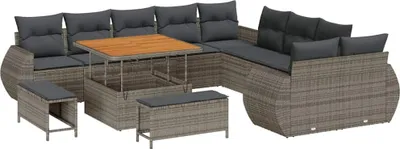Immagine prodotto di Set divano da giardino vidaXL, 13 pezzi, grigio, in polyrattan