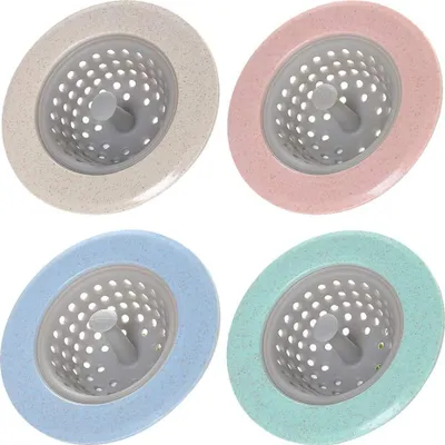 Produktbild von 4 Stück Waschbecken Siebkörbchen Küchenspülen Haarsieb Waschbecken Sieb Abflusssieb Abflußsieb Haarsieb für Dusche Haarfilter Haarsieb Haarfangsieb Silikon Schutzfolie(Rosa, Grün, Blau, Beige)