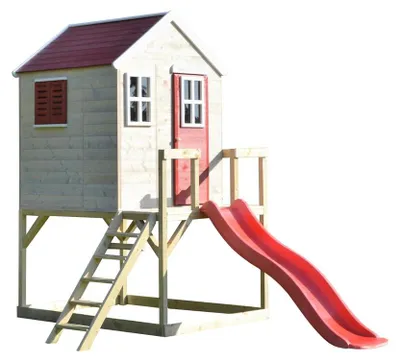 Produktbild von Wendi Toys Holz Stelzenhaus Tiger mit Rutsche 310x197x242 cm
