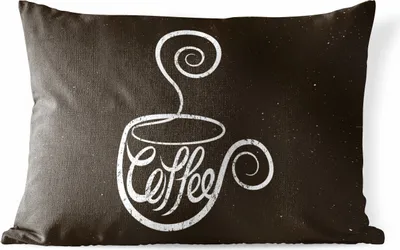 Produktbild von MuchoWow® Outdoor Kissen - Kaffee - Sprichwörter - Zitate - Vintage - Kreidetafel - 50x30 cm - Wetterfest - Lounge Kissen - Sofa kissen - Wohnzimmer Dekoration