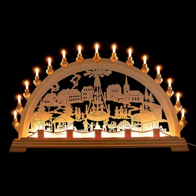 Produktbild von Schwibbogen Weihnachtsmarkt (89x49cm) von Kunstgewerbe Taulin